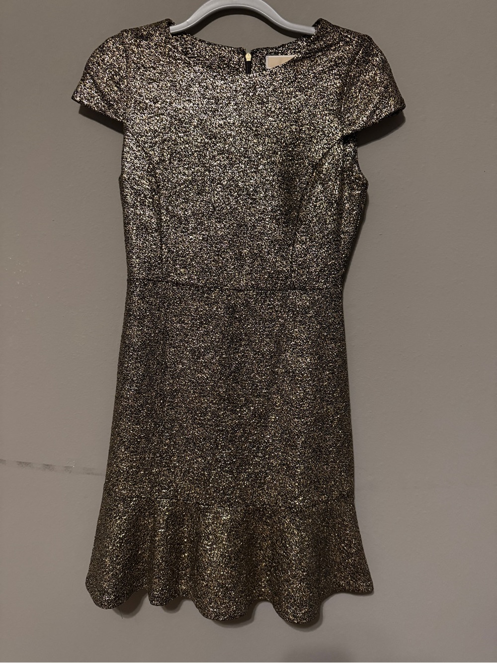 MICHAEL Michael Kors Metallic Gold Cap-Sleeve Mini Dress